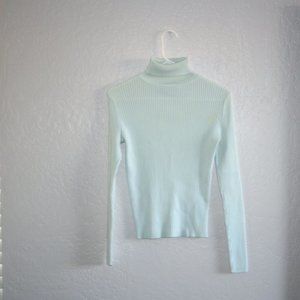Express ribbed turtleneck pale aqua blue medium